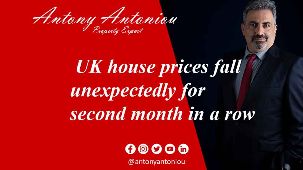 UK house prices fall unexpectedly for second month in a row